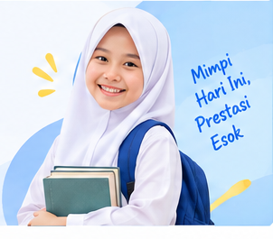 Visual representatif siswa dengan buku dan tas sekolah